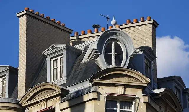 Telhados e janelas típicos de Paris